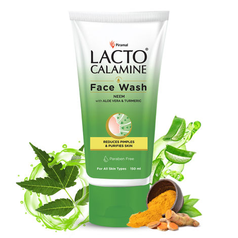 Buy Lacto Calamine Facewash with Neem, Aloe Vera & Turmeric |Niacinamide & Salicyclic acid| Reduces pimples, Purifies skin & Oil control| Paraben Free| Suitable for all skin types | 150 ml-Purplle