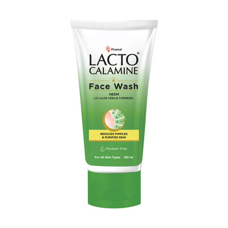 Buy Lacto Calamine Facewash with Neem, Aloe Vera & Turmeric |Niacinamide & Salicyclic acid| Reduces pimples, Purifies skin & Oil control| Paraben Free| Suitable for all skin types | 150 ml-Purplle