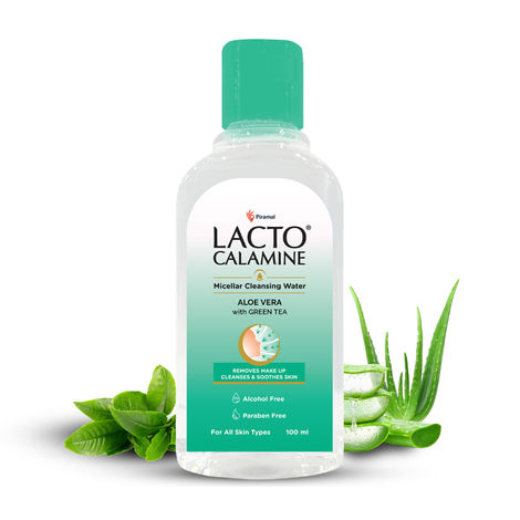 Buy Lacto Calamine Micellar Cleansing Water with Aloe Vera, Green Tea and Niacinamide| Removes excess oil, impurities and make-up | Alcohol Free, Paraben Free| Suitable for all skin types | 100 ml-Purplle