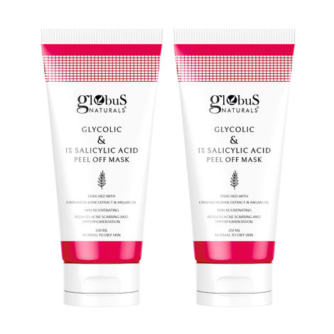 Buy Globus Naturals Glycolic & 1% Salicylic Acid Peel Off Mask Enriched with  Argan Oil , 100 gms (Pack of 2)-Purplle