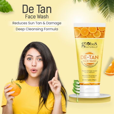 Buy Globus Naturals De Tan Face Wash, Enriched with Aloe Vera & Neem,100 gm Pack of 3-Purplle