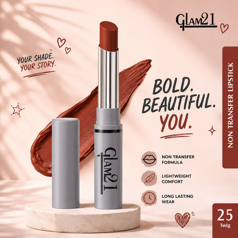 Buy Glam21 Long Lasting Non-Transfer Lipstick|Creamy Matte Formula - 2.8 gm | Twig-25-Purplle