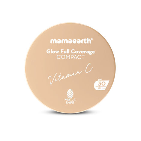 Buy Mamaearth Glow Full Coverage Compact SPF 30 with Vitamin C & Turmeric - 01 Pearl Glow - 9 gm-Purplle