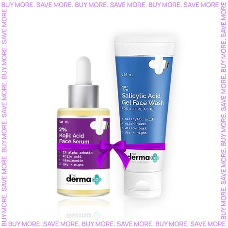 Buy The Derma Co.2% Kojic Acid Face Serum with 1% Alpha Arbutin & Niacinamide for Dark Spots And Pigmentation (30 ml) + The Derma Co.1% Salicylic Acid Gel Face Wash with Salicylic Acid & Witch Hazel for Active Acne - 100 ml-Purplle
