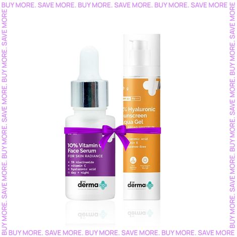 Buy The Derma co. 10% Niacinamide Face Serum for Acne Marks + The Derma Co.1% Hyaluronic Sunscreen Aqua Ultra Light Gel with SPF 50 PA++++ For Broad Spectrum UV A UV B & Blue Light Protection - 50g-Purplle