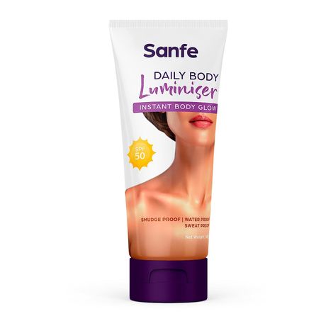 Buy Sanfe Daily Body Luminiser Instant Body Highlighter For Women SPF50 Smudge Proof | Water & Sweat Proof Transfer Proof | Daily Complexion Booster | 50g-Purplle