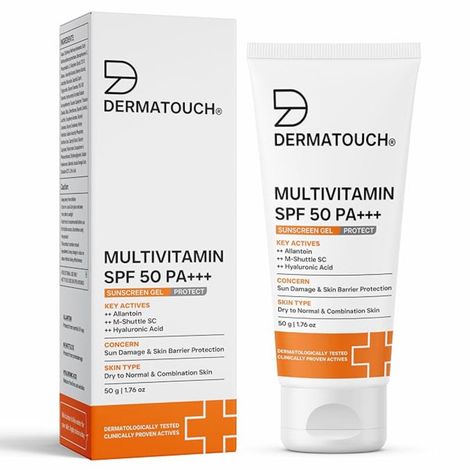 Buy DERMATOUCH Multivitamin SPF 50 PA+++ Sunscreen Gel | UVA-UVB Protection |Zero White Cast | Unisex | 50 gm-Purplle