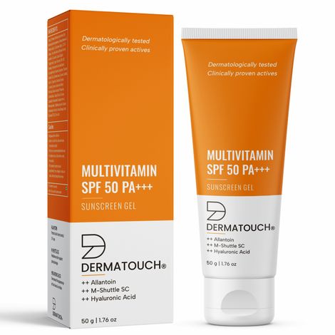 Buy DERMATOUCH Multivitamin SPF 50 PA+++ Sunscreen Gel | UVA-UVB Protection |Zero White Cast | Unisex | 50 gm-Purplle