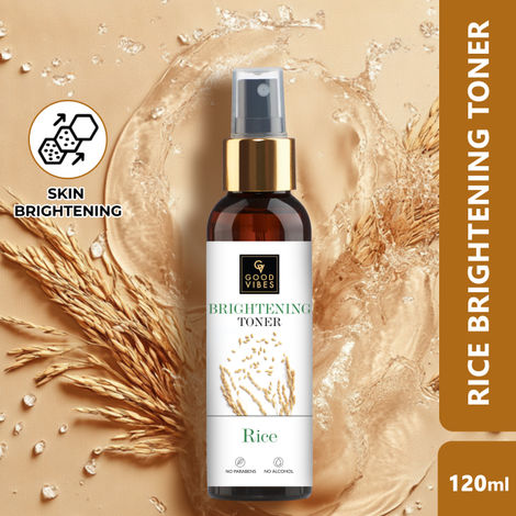 Buy Good Vibes Rice Brightening Toner | Rice water, Pore Minimizing, Glass skin, Korean skin | With Cucumber (120ml)-Purplle