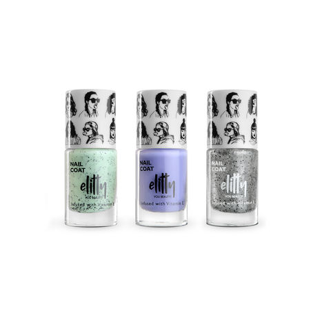 Buy Elitty Nail Polish Combo -Busting  (Mint Cookie ,Silver ,Purple) Combo of 3-Purplle