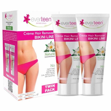 Buy everteen 50g+50g Natural Bikini Line Hair Remover Cream for Women – 1 Twin Pack-Purplle