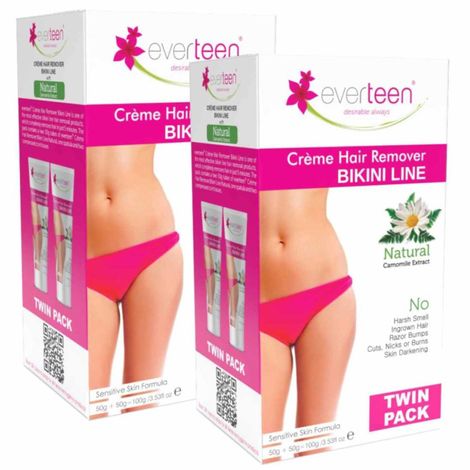 Buy everteen 50g+50g Natural Bikini Line Hair Remover Cream for Women – 2 Twin Packs-Purplle