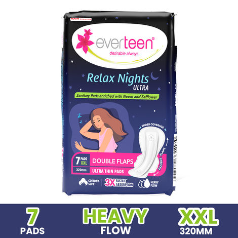 Buy everteen XXL Relax Nights Ultra Thin 7 Sanitary Pads with Neem and Safflower-Purplle