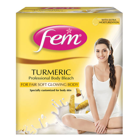 Buy Fem Turmeric Professional Body Bleach - 1Kg | For Fair Soft Glowing Body | Specially customised for Body Skin | Goodness of Turmeric Extract | For All Skin Types | Instant & Long Lasting Results-Purplle