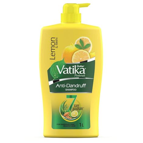 Buy Dabur Vatika Lemon Anti-Dandruff Shampoo - 1L | Reduces Dandruff from 1st wash | Moisturises Scalp | Provides Gentle Cleansing, Conditioning & Nourishment to Hair-Purplle