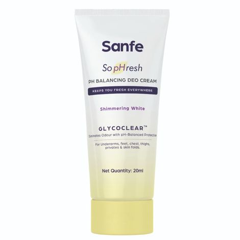 Buy Sanfe So pHresh pH Balancing Deo Cream-Shimmering White|For Underarms, Intimates & Skin Folds|For Body Odor|Long Lasting Freshness| Indian Skin|20ml-Purplle