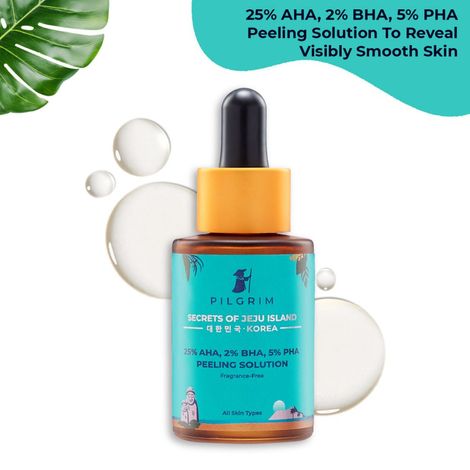 Buy Pilgrim 25% AHA + 2% BHA + 5% PHA Peeling Solution for Face Pigmentation, Acne Marks & Blemishes | Beginner Friendly |Exfoliating Serum For Glowing Skin | Men & Women| All Skin Types| At-home facial | Korean Skin Care (30 ml)-Purplle