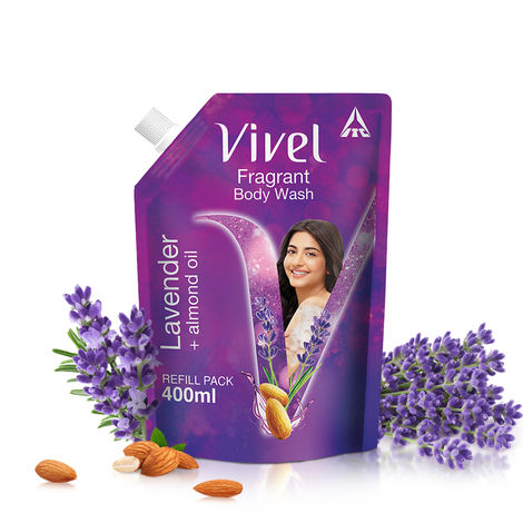 Buy Vivel Body Wash, Lavender & Almond Oil Shower Gel Creme, Liquid Refill Pouch, for Glowing and Moisturised Skin Refill Pouch 400 ml-Purplle