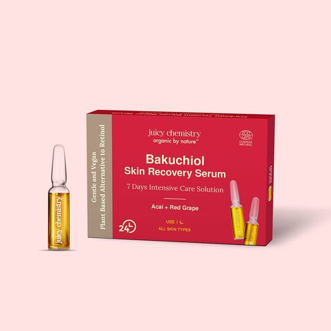 Buy Juicy Chemistry Bakuchiol Skin Recovery Face Serum 2 ml x 7 - Made with Bakuchiol and Hyaluronic Acid | Certified Natural-Purplle