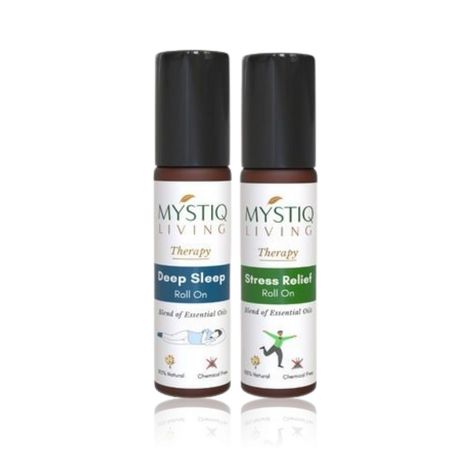 Buy Mystiq Living Therapy - Deep Sleep Roll On and Stress Relief Roll On Combo for Insomnia, Essential Oil Blends (10 ML Each)-Purplle