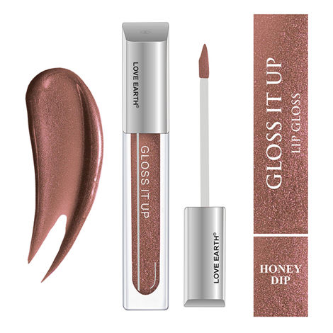 Buy Love Earth Liquid Lip Gloss -Honey Dip For Soft & Dewy Lips Enriched with Vitamin E & Almond Oil |Lip Color For Glossy Look |Lightweight Non Sticky Lip shiner For Moisturizing Lips (Brown Glitter) 3ml-Purplle
