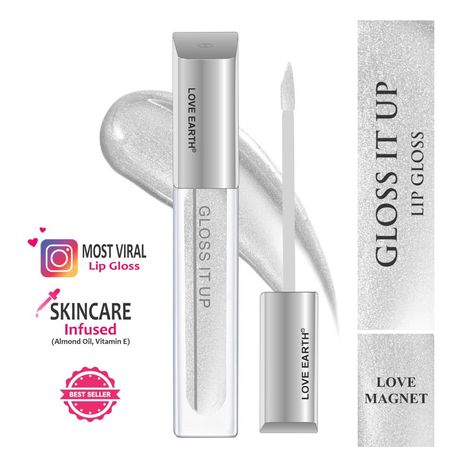 Buy Love Earth Liquid Lip Gloss Love Magnet For Soft & Dewy Lips Enriched with Vitamin E & Almond Oil |Lip Color For Glossy Look |Lightweight Non Sticky Lip shiner For Moisturizing Lips(Silver Glitter)3 ml-Purplle