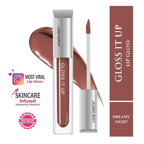 Buy Love Earth Liquid Lip Gloss Dreamy Night For Soft & Dewy Lips Enriched with Vitamin E & Almond Oil |Lip Color For Glossy Look |Lightweight Non Sticky Lip shiner For Moisturizing Lips(Brown Glitter)3 ml-Purplle
