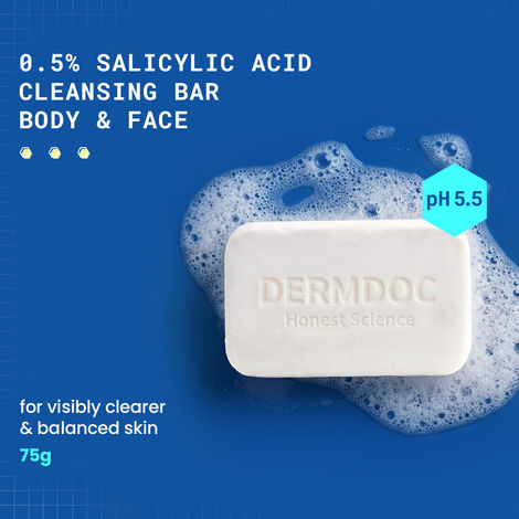 Buy DermDoc by Purplle 0.5% Salicylic Acid Cleansing Bar (75 gm) | gentle deep cleansing bar | oil control, acne prone skin | salicylic acid for back & body acne-Purplle