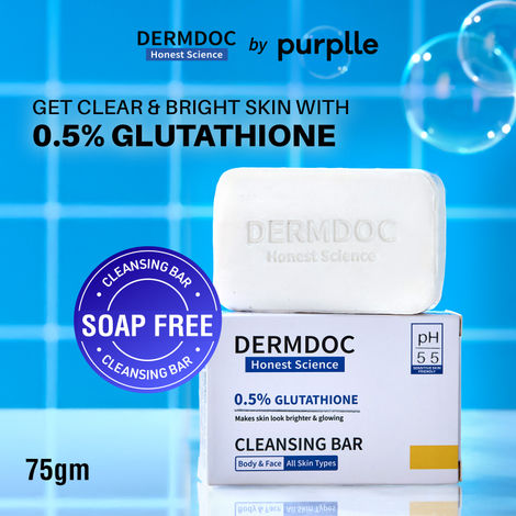 Buy DERMDOC 0.5% Glutathione Cleansing Soap Bar (75 gm) | Soap Free Formula | Sensitive Skin Friendly | Skin Brightening | Gentle & Non-Drying-Purplle