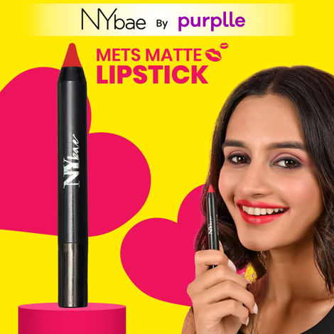 Buy NY Bae Lip Crayon Mets Matte - Queen's Choice 1 (2.8 gm) | Red | Satiny Matte Finish | Enriched with Vitamin E | Rich Colour Payoff | Transfer & Water Resistant | Multipurpose | Vegan | Cruelty & Paraben Free-Purplle