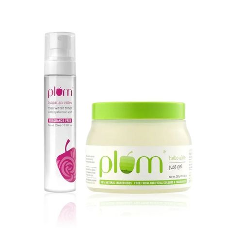 Buy Plum Gentle Skin Soothers Duo Best Aloe Vera Gel - 99% Natural Rose Water Toner With Hyaluronic Acid - Combo of 2-Purplle