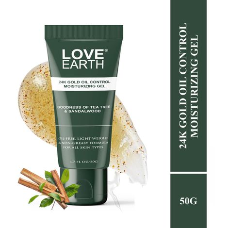 Buy Love Earth 24K Gold Oil Control Moisturizing Gel With Aloe Vera & Sandalwood Extract For Sensitive & Acne-Prone Skin Suitable For All Skin Types 50gm-Purplle