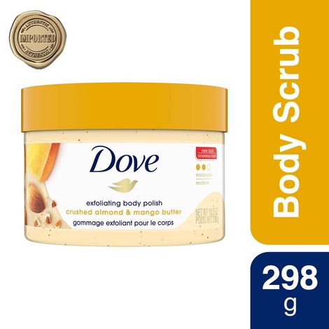 Buy Dove Exfoliating Body Polish Scrub Crushed Almond & Mango Butter for Dry Skin, 298 gms-Purplle