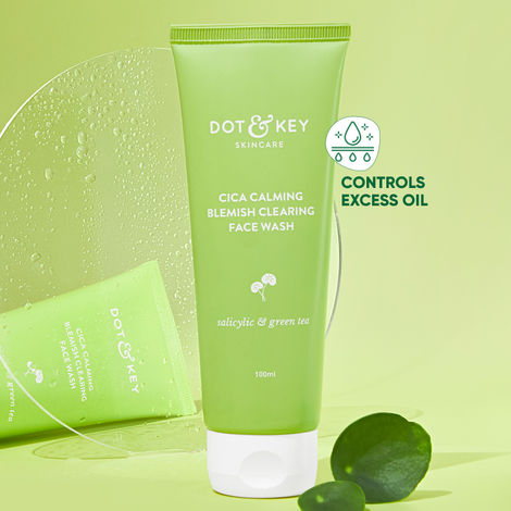 Buy Dot & Key CICA Calming Blemish Clearing Face Wash with Salicylic Acid & Green Tea | Face Wash for Oily, Acne Prone Skin | Acne Clearing Sulphate Free Face Wash for Men & Women | 100ml-Purplle