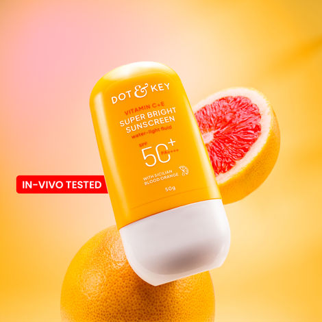 Buy Dot & Key Vitamin C + E Super Bright Sunscreen SPF 50+ PA++++, In-Vivo Tested Sunscreen for Even Toned & Glowing Skin | No White Cast, WaterLight 50 gm-Purplle
