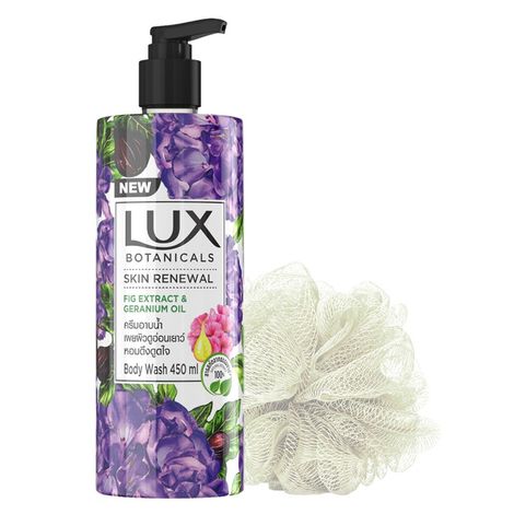 Buy Lux Botanicals Geranium Oil & Fig Extract Body Wash for Skin Renewal, 450ml(Free Loofah)-Purplle
