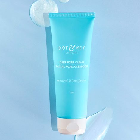 Buy Dot & Key Deep Pore Clean Milky Foam Cleanser with Seaweed & Lotus Flower | Face Wash for Nourished Skin Minimizes Pores, Controls Excess Oil & Keeps Skin Hydrated for All Skin Types | 100 ml-Purplle