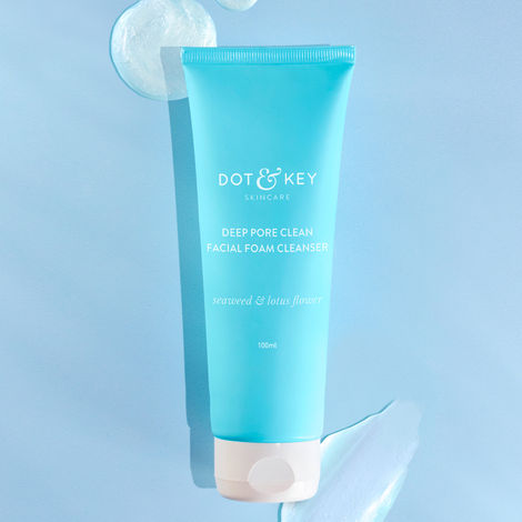 Buy Dot & Key Deep Pore Clean Milky Foam Cleanser with Seaweed & Lotus Flower | Face Wash for Nourished Skin Minimizes Pores, Controls Excess Oil & Keeps Skin Hydrated for All Skin Types | 100 ml-Purplle