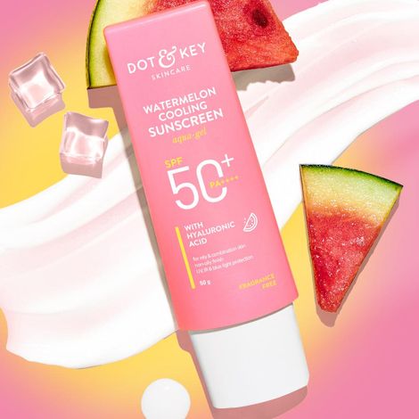 Buy Dot & Key Watermelon Cooling Sunscreen SPF 50 PA+++ | Face Sunscreen Suitable for Oily Skin & Combination Skin | No White Cast, Boosts Vitamin D Absorption & Quick Absorbing - 50 gm-Purplle