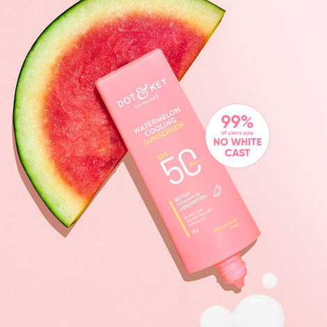 Buy Dot & Key Watermelon Cooling Sunscreen SPF 50 PA+++ for Moisturized Skin, No White Cast, Boosts Vitamin D Absorption & Quick Absorbing - 50g-Purplle