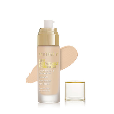Buy Swiss Beauty High Performance Foundation | Water-Resistant | Medium to Buildable Coverage | Lightweight | Easy to Blend | With Vitamin C & Niacinamide|3 Natural-Beige 55 gm-Purplle