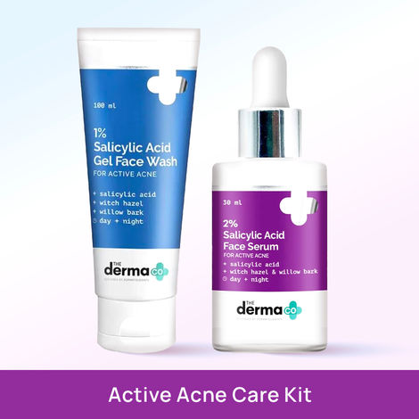 Buy The Derma Co. Acne Solution Duo: 1% Salicylic Acid Face Wash (100ml) + 2% Salicylic Acid Face Serum (30ml)-Purplle