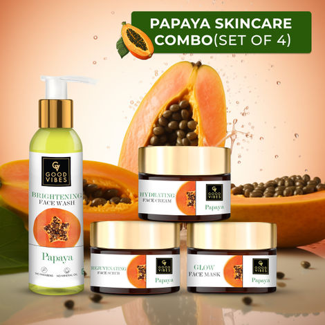 Buy Good Vibes Brightening Papaya Combo (Facewash, Face cream, Scrub, Mask)-Purplle
