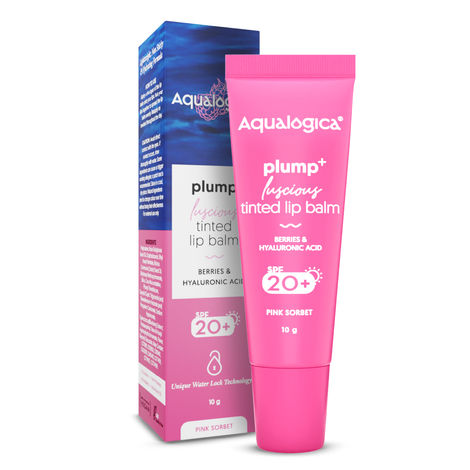 Buy Aqualogica Pink Sorbet Plump+ Luscious Tinted SPF 20+ Lip Balm with Berries & Hyaluronic Acid - 10g-Purplle