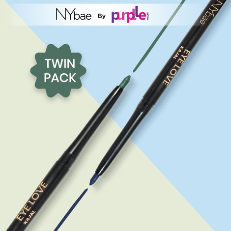 Buy NY Bae Colored Kajal Combo | Green & Blue Kajal | Matte Finish | Long Lasting (0.6 gm)-Purplle