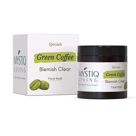 Buy Mystiq Living Specials -Green Coffee Blemish Clear Face Pack Mask|Anti Acne & Pimples|Oily Skin|Acne Prone Skin|Fades Acne Scar|Anti Pigmentation|Darkspot Removal|De Tan & Glowing Skin|with Licorice & Sandalwood|Ayurvedic Formulation-100 GM-Purplle