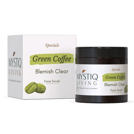 Buy Mystiq Living Specials - Green Coffee Blemish Clear - Face Scrub | De Tan, Dark Spot Removal , Anti Pigmentation, Skin Brightening & Glowing Skin | With Oatmeal & Turmeric | Ayurvedic Formulation - 100 GM-Purplle