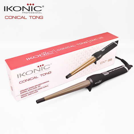 Buy IKONIC PROFESSIONAL Conical Tong Hair Curler - CNT 25mm with Ceramic Barrel for all hair types (Black) for Salon Finish Hair Styling 1 pc-Purplle