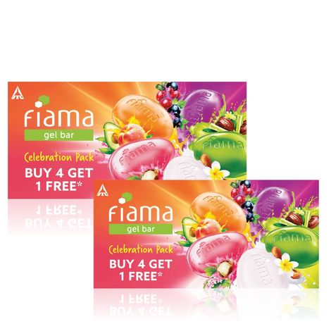 Buy Fiama Gel Bar Celebration Pack With 5 unique Gel Bars & Skin Conditioners For Moisturized Skin, 125g Soap (Buy 4 Get 1 Free) Pack of 2-Purplle