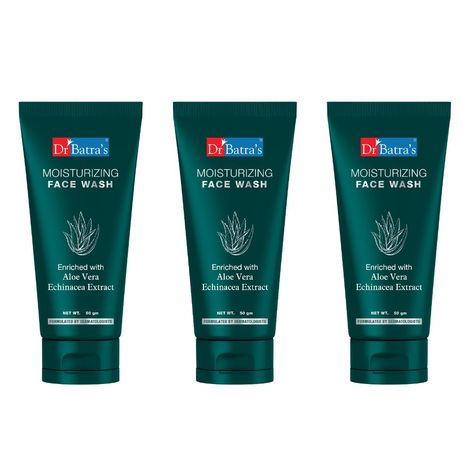 Buy Dr Batra's Moisturizing Face Wash Enriched With Aloe Vera Soft, Hydrated & Supple Skin - 50 gm (Pack of 3)-Purplle